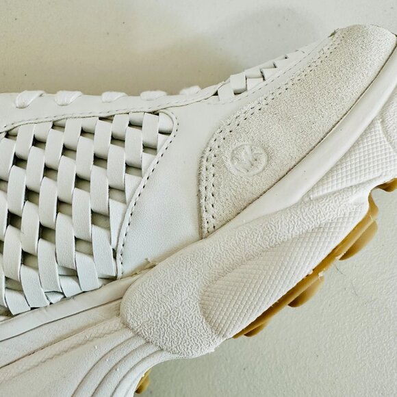 NEW IN BOX MICHAEL KORS KATRINA WEDGE TRAINER WOVEN OPTIC WHITE SNEAKERS - Picture 6 of 10